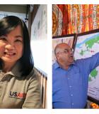 USAID/Indonesia’s Trigeany Linggoatmodjo (left) and USAID/Egypt's Atef Abdel Sayed received the first-ever USAID Water Warrior Award. Photo credits: Jopie Jusuf, USAID/Charles Copeland